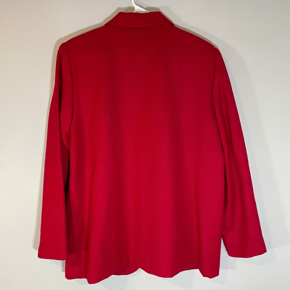 VTG Sag Harbor Petite Red Pure Wool Single Button Blazer Sz 16P Women's Holiday - Picture 7 of 7